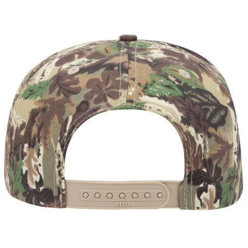 Camouflage baseball cap with a visible brand logo on a white background