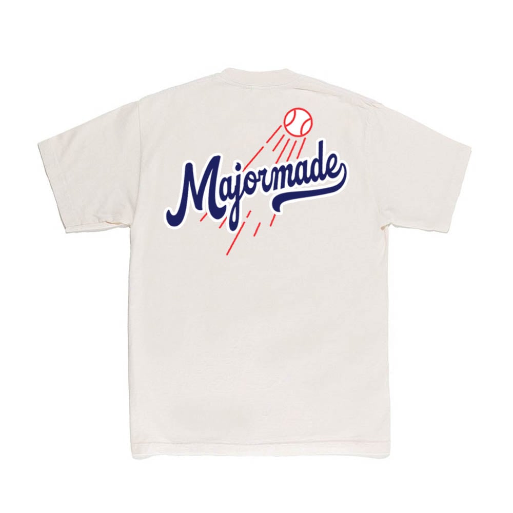 White t-shirt with 'Majormade' logo on a white background