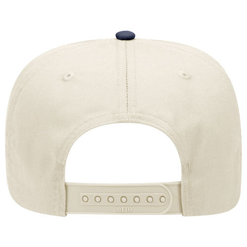 Beige cap with a blue button on a white background