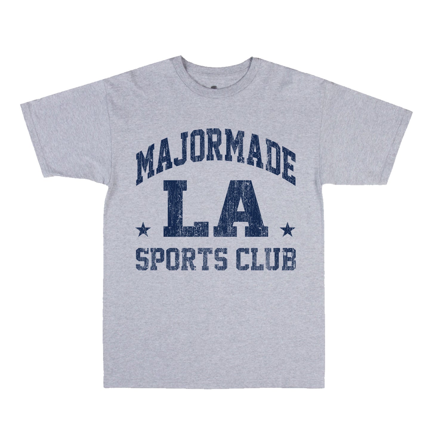 MAJORMADE LA SPORTS CLUB tee — heather grey, 6.5oz 100% cotton, front screenprint