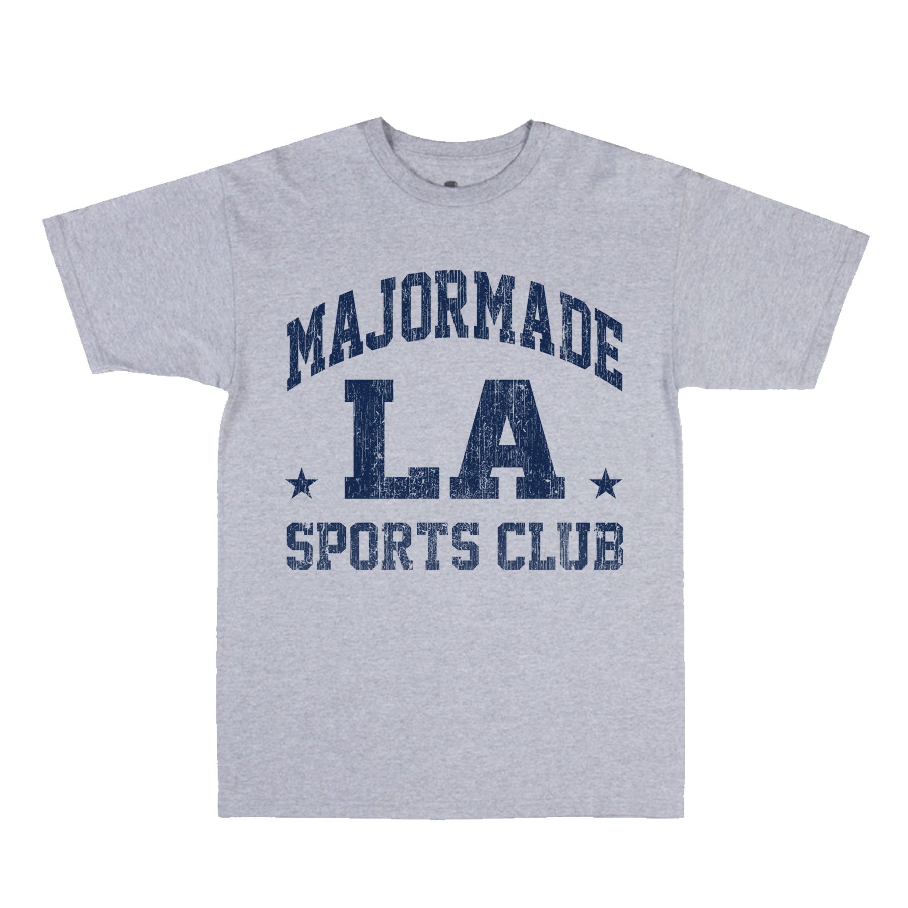MAJORMADE LA SPORTS CLUB tee — heather grey, 6.5oz 100% cotton, front screenprint