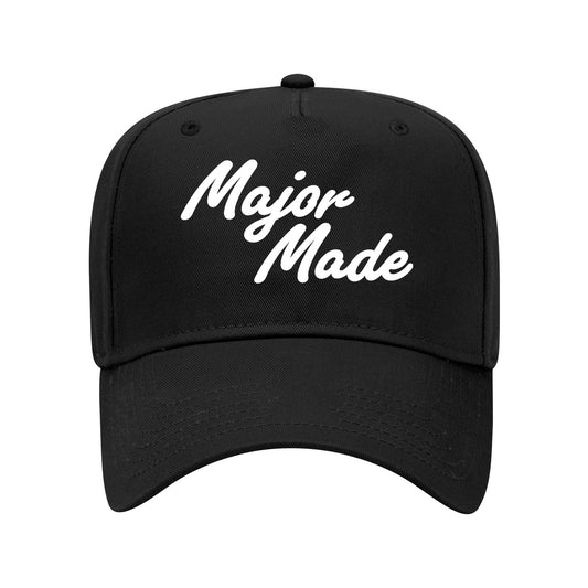 Black cap with 'Major Made' text on a white background