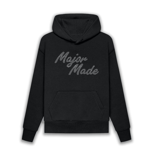 MAJORMADE RHINESTONE Hoodie — black 10oz fleece with rhinestone logo
