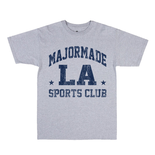 MAJORMADE LA SPORTS CLUB tee — heather grey, 6.5oz 100% cotton, front screenprint